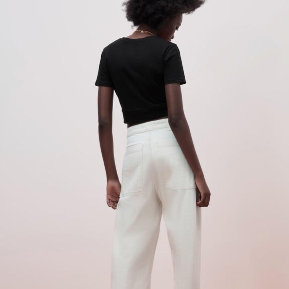 Zara Black Crop Top with Knot - Picture 3 of 5